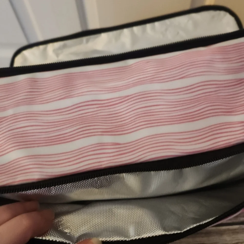 Scout Pink and White Striped Cosmetic Bag